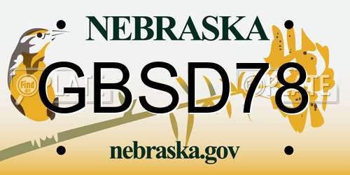 GBSD78 Nebraska License Plate