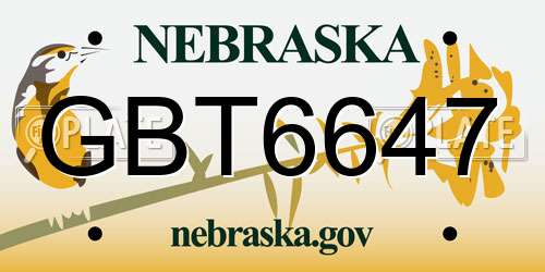 GBT6647 Nebraska License Plate