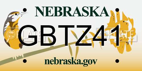 GBTZ41 Nebraska License Plate