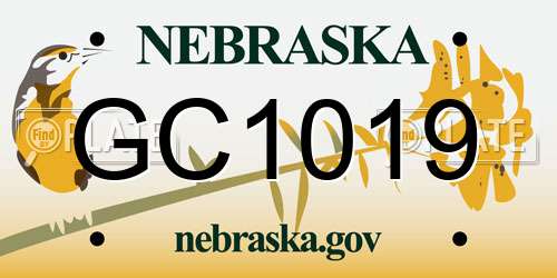 GC1019 Nebraska License Plate