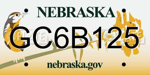 GC6B125 Nebraska License Plate