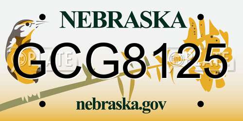 GCG8125 Nebraska License Plate