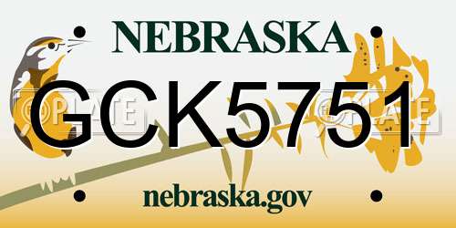 GCK5751 Nebraska License Plate