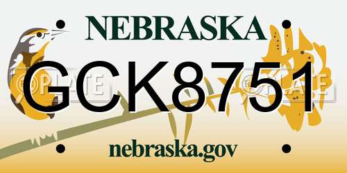 GCK8751 Nebraska License Plate