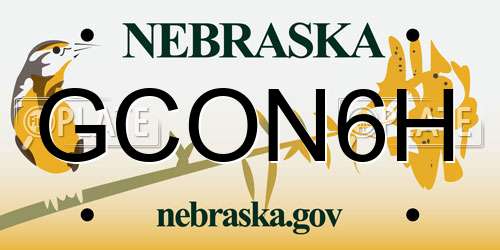 GCON6H Nebraska License Plate