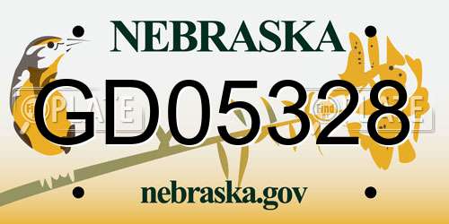 GD05328 Nebraska License Plate