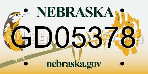 GD05378 Nebraska License Plate