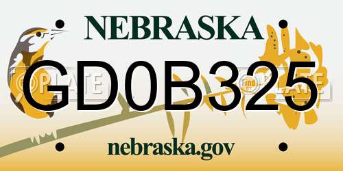 GD0B325 Nebraska License Plate