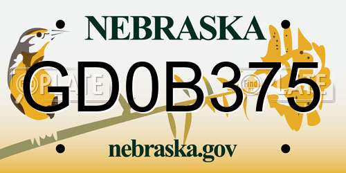 GD0B375 Nebraska License Plate