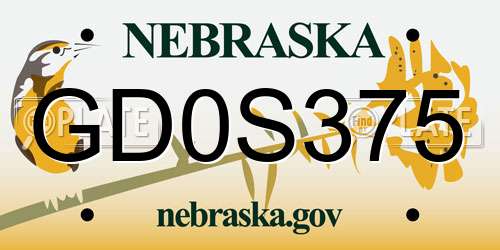 GD0S375 Nebraska License Plate
