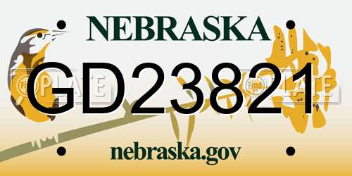 GD23821 Nebraska License Plate