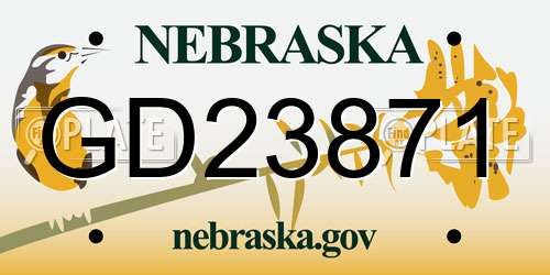 GD23871 Nebraska License Plate