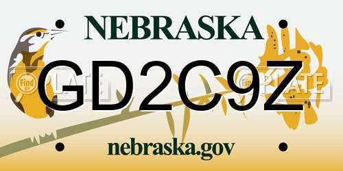 GD2C9Z Nebraska License Plate