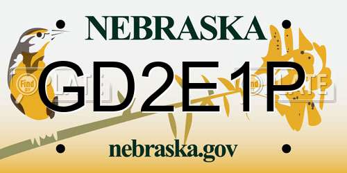 GD2E1P Nebraska License Plate