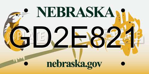 GD2E821 Nebraska License Plate