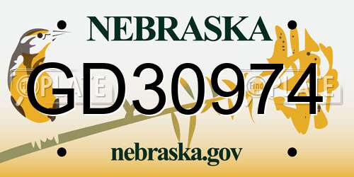 GD30974 Nebraska License Plate