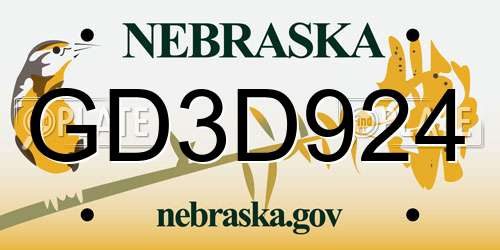 GD3D924 Nebraska License Plate