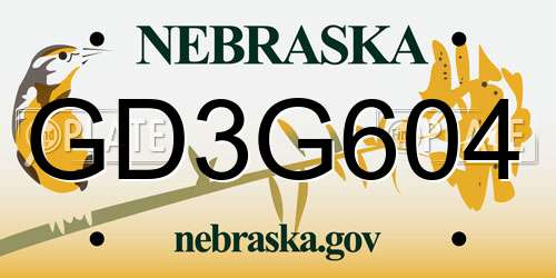 GD3G604 Nebraska License Plate