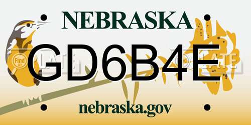GD6B4E Nebraska License Plate