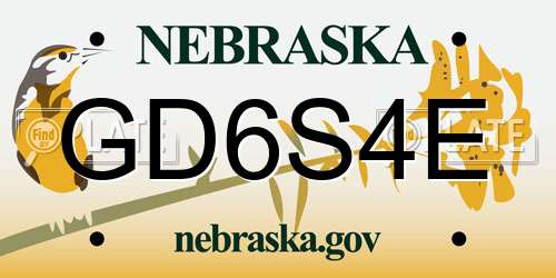 GD6S4E Nebraska License Plate
