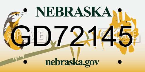 GD72145 Nebraska License Plate