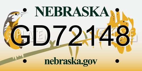 GD72148 Nebraska License Plate