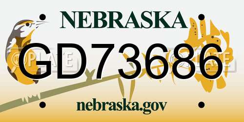 GD73686 Nebraska License Plate