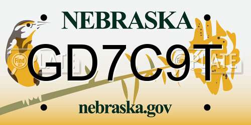 GD7C9T Nebraska License Plate