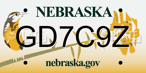 GD7C9Z Nebraska License Plate