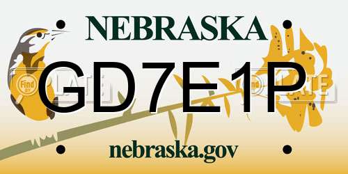 GD7E1P Nebraska License Plate