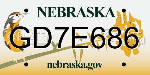 GD7E686 Nebraska License Plate