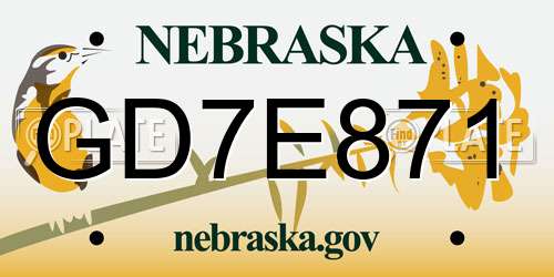 GD7E871 Nebraska License Plate