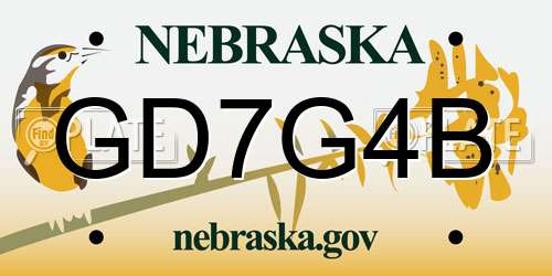 GD7G4B Nebraska License Plate