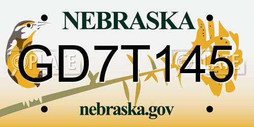 GD7T145 Nebraska License Plate