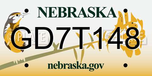 GD7T148 Nebraska License Plate