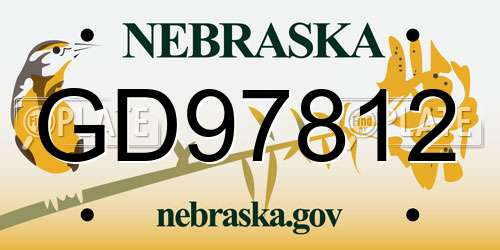 GD97812 Nebraska License Plate