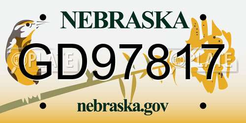 GD97817 Nebraska License Plate