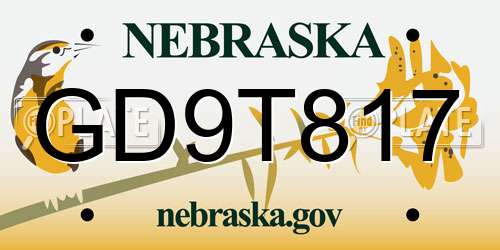 GD9T817 Nebraska License Plate
