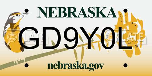 GD9Y0L Nebraska License Plate