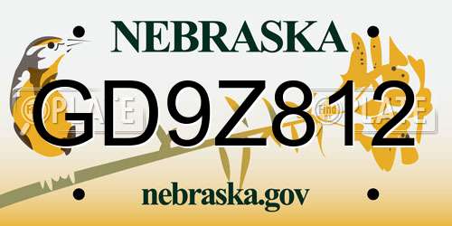 GD9Z812 Nebraska License Plate