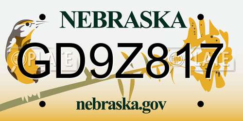 GD9Z817 Nebraska License Plate