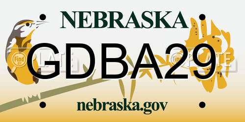GDBA29 Nebraska License Plate