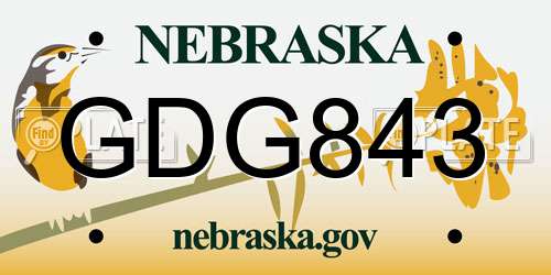 GDG843 Nebraska License Plate