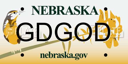 GDGOD Nebraska License Plate