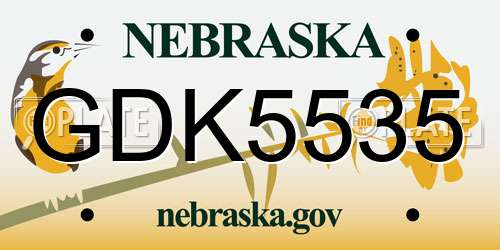 GDK5535 Nebraska License Plate