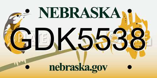 GDK5538 Nebraska License Plate