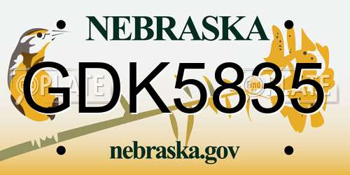 GDK5835 Nebraska License Plate