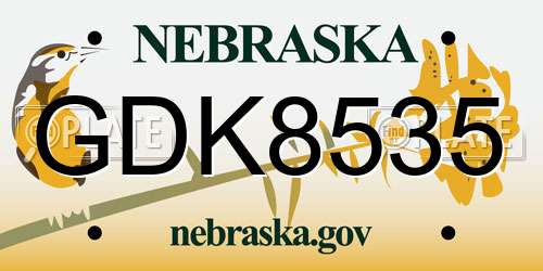 GDK8535 Nebraska License Plate