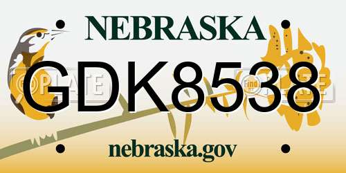 GDK8538 Nebraska License Plate