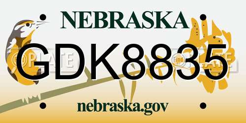 GDK8835 Nebraska License Plate